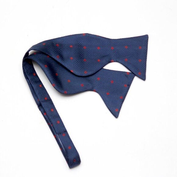 Men's Self-tied Bow Tie 100%Silk Big Butterfly Navy with Polka Dot S681 - Picture 16 of 16